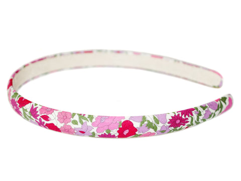Liberty Poppy Forest Suede Lined Alice Band - Fuchsia/Green