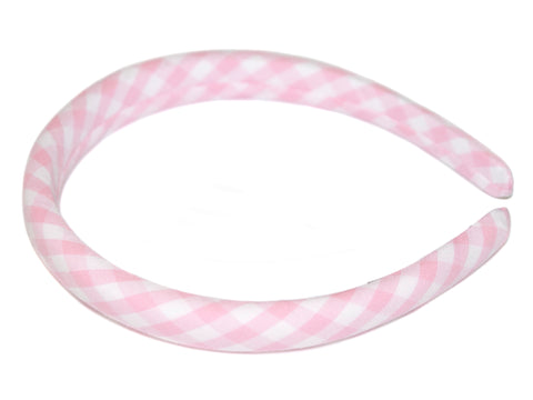 Gingham 1.8cm Padded Alice Band - Pink