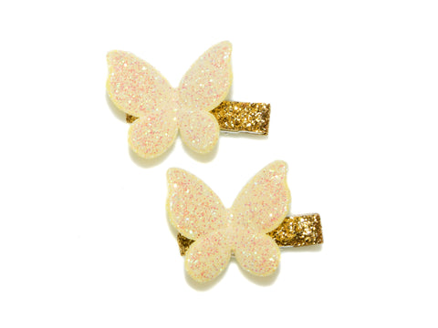 Glitter Butterfly Clips - Yellow