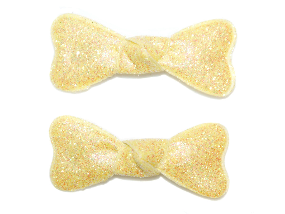 [Brianna Cannon] Yellow Shimmer Bow Clip-Crystals/Pearls main image 1