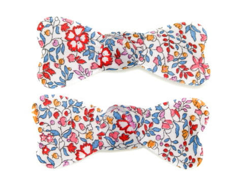 Liberty Katie And Millie Bow Snaps - Red/Blue/Orange