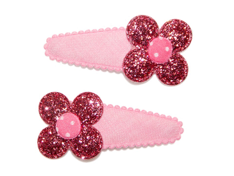Glitter Daisy Mid Snaps - Pink