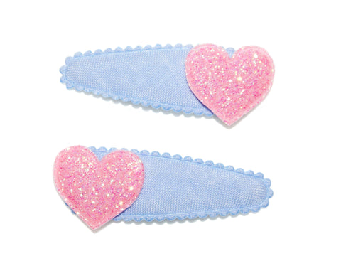 Glitter Heart Mid Snaps - Pink/Blue
