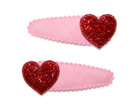 Glitter Heart Mid Snaps - Red/Pink