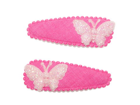 Glitter Butterfly Mid Snaps - Pink