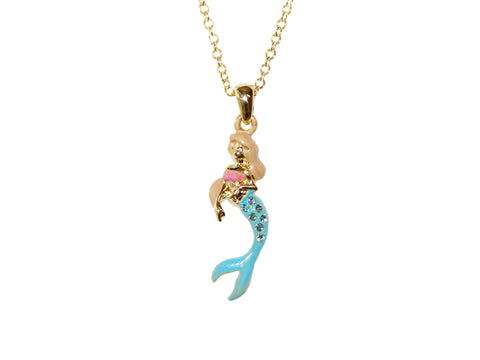 Mermaid Diamante Necklace - Gold/Blue