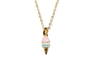 Little Ice Cream Necklace - Gold/Pink/Blue