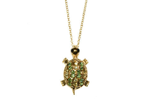 Turtle Diamante Necklace - Gold/Green