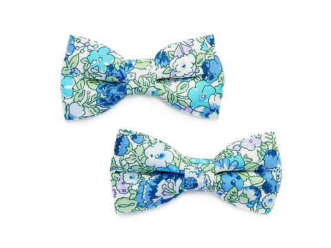 Liberty Amelie Bow Clips - Blue/Green