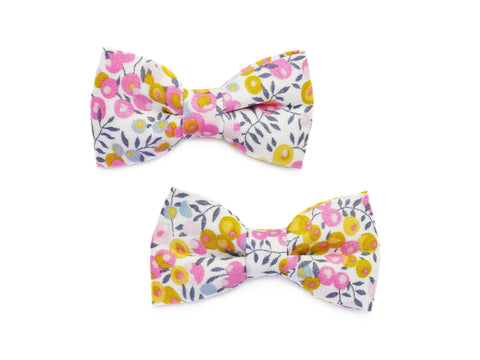 Liberty Wiltshire Bud Bow Clips - Pink/Yellow/White