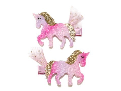 Unicorn Glitter Clips - Pink