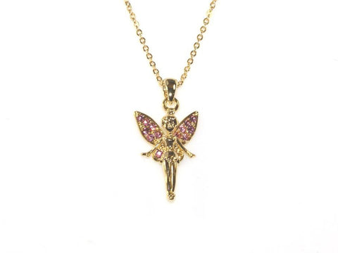 Fairy Diamante Necklace  - Gold/Pink