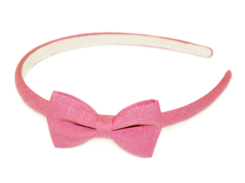 Linen Bow Alice Band - Rose