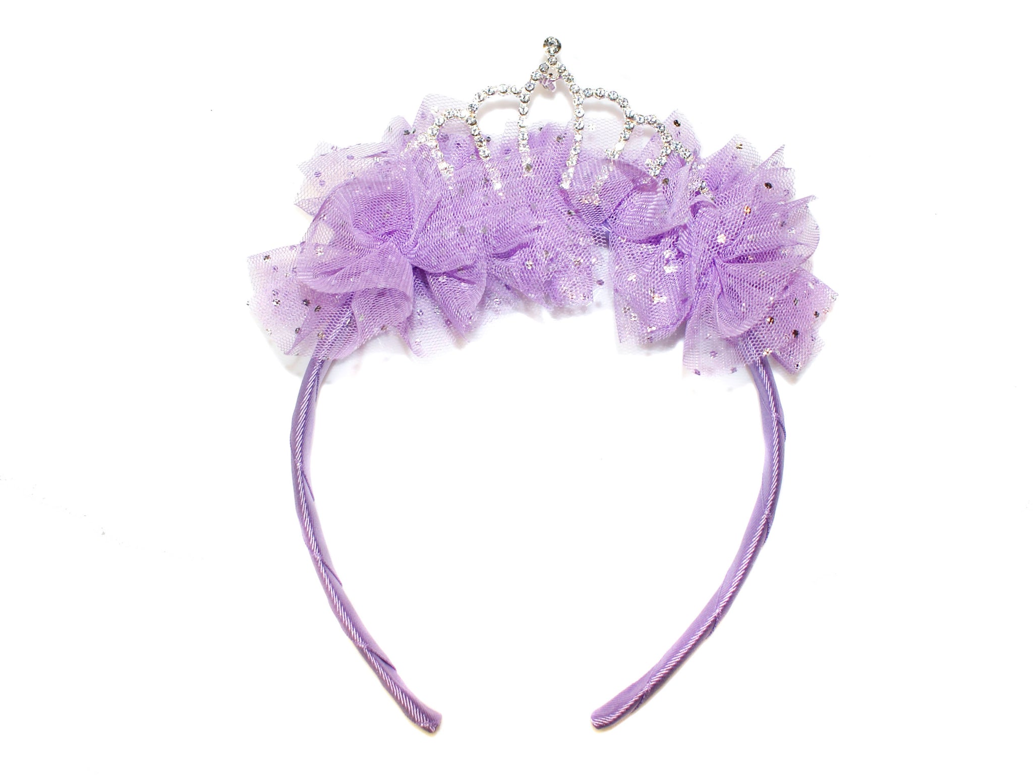 Sparkle Tulle Diamante Tiara Alice Band Purple