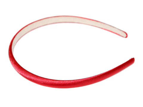 Satin 1cm Suede Lined Alice Band - Red