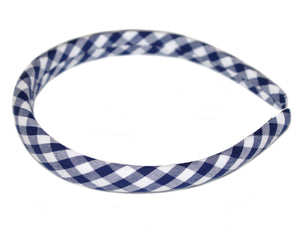 Gingham 1.8cm Padded Alice Band - Navy