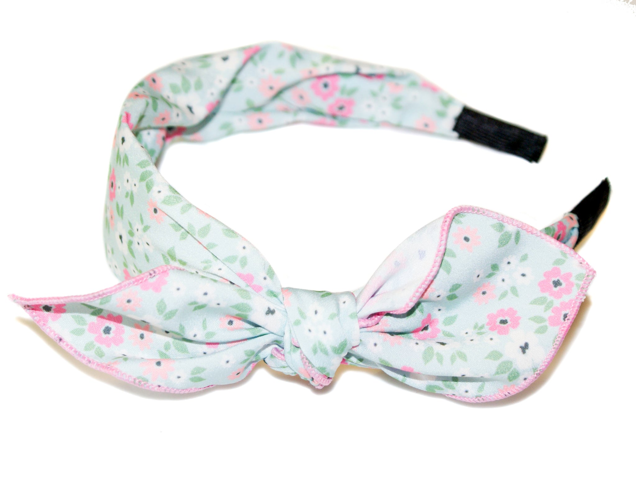 Floral Bow Alice Band - Blue