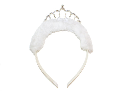 Fluffy Tiara Alice Band - White