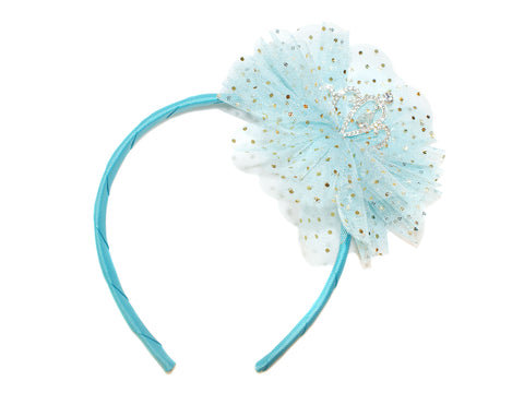 Gold Dot Tulle Tiara Alice Band - Blue