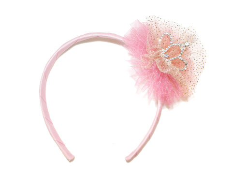 Two Tone Tulle Tiara Alice Band - Light Pink