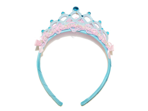 Glitter Pearl Tiara Alice Band - Blue