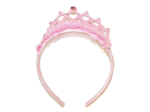 Glitter Pearl Tiara Alice Band - Light Pink