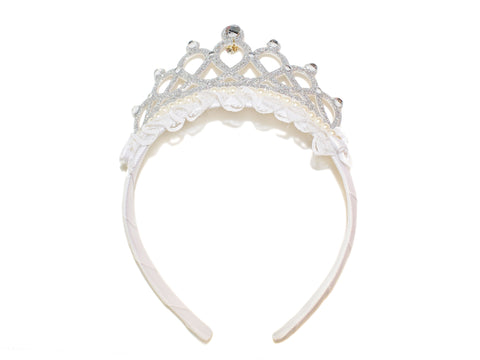 Glitter Pearl Tiara Alice Band - Silver