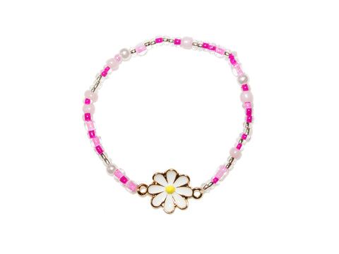 Daisy Bead Bracelet - Pink