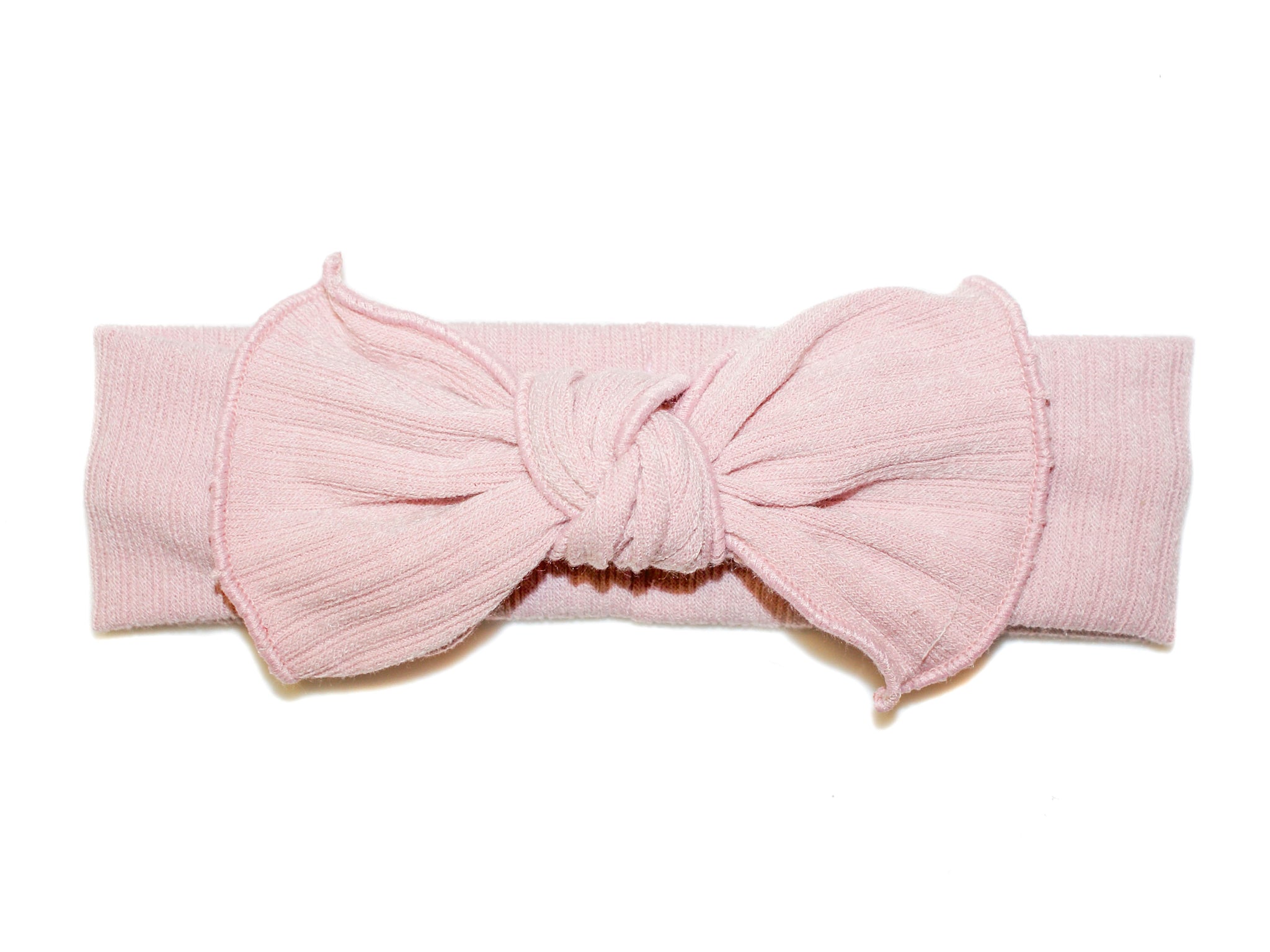 Knot Bow Ribbed Baby Headband - Blush