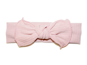 Knot Bow Ribbed Baby Headband - Blush