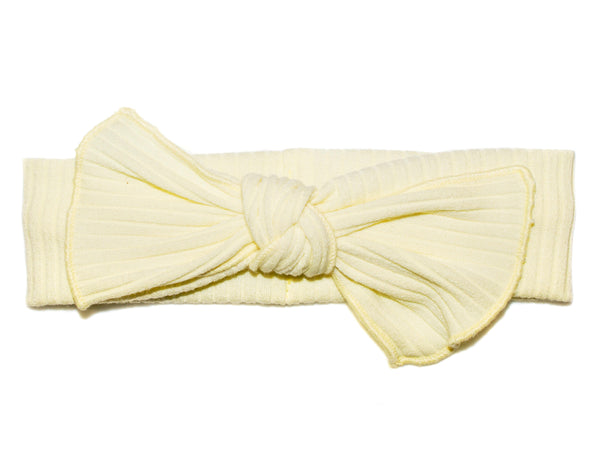 Knot Bow Ribbed Baby Headband - Yellow