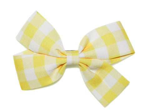 Gingham Big Bow Clip - Yellow
