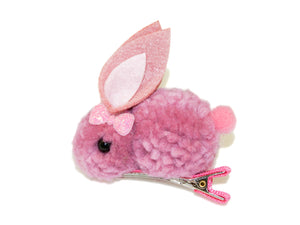 Fluffy Bunny Clip - Dark Pink