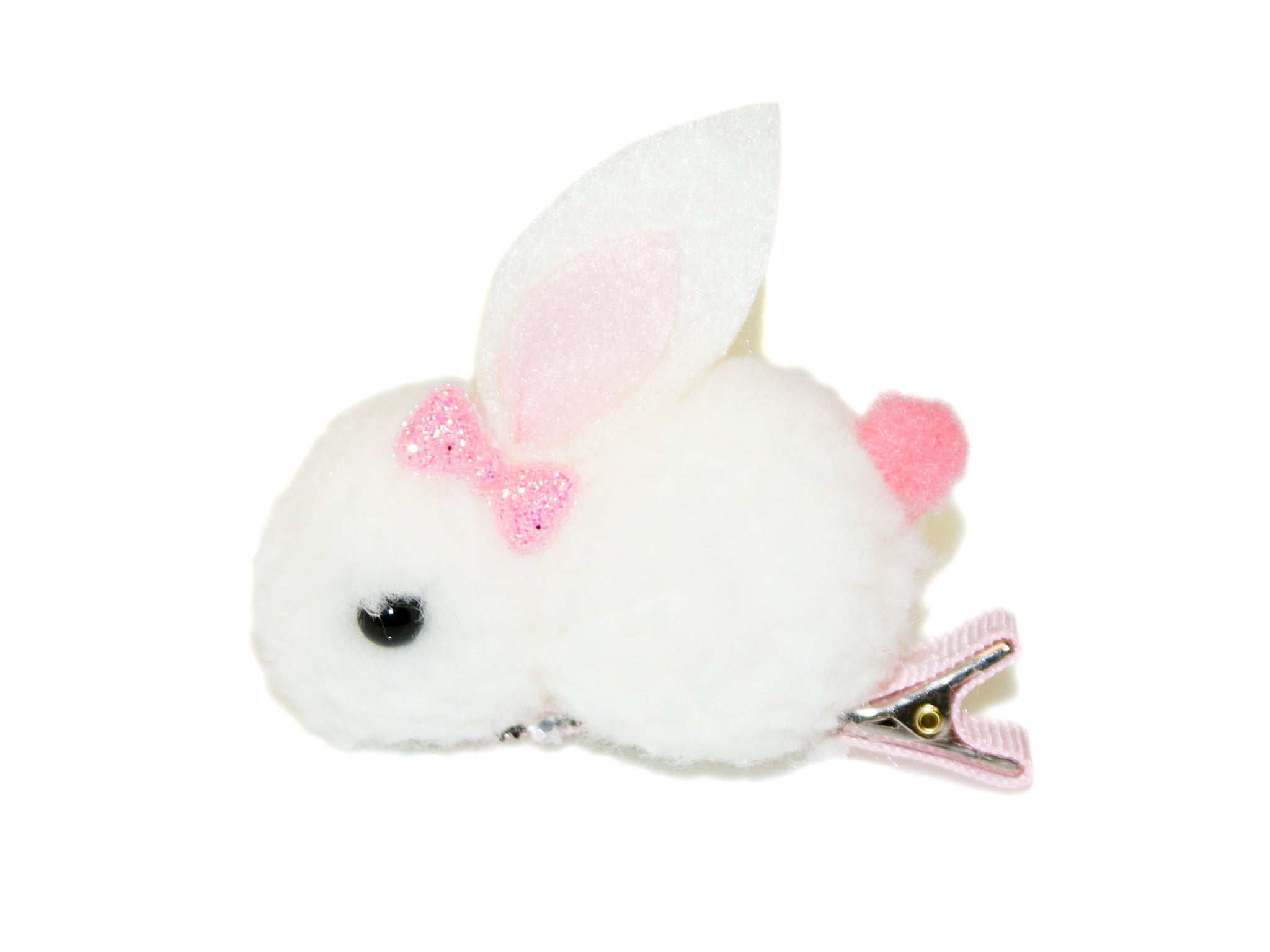 Fluffy Bunny Clip - White