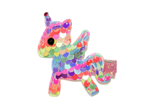 Sequin Unicorn Clip - Rainbow