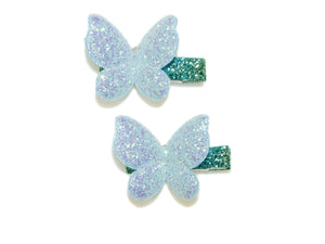 Glitter Butterfly Clips - Blue