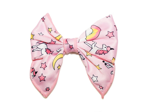 Unicorn Bow Clip - Pink