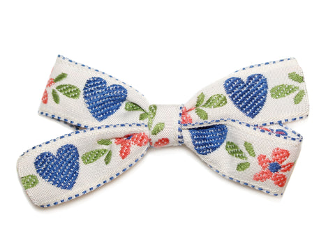 Scandi Heart Big Bow Clip - Navy