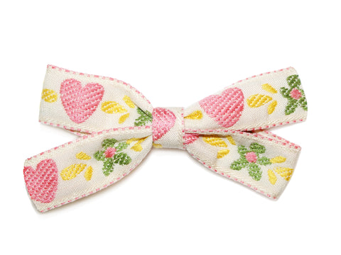 Scandi Heart Big Bow Clip - Pink