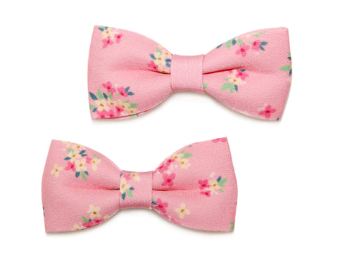 Floral Bow Clips - Peach