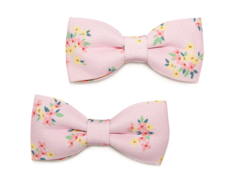 Floral Bow Clips - Pink