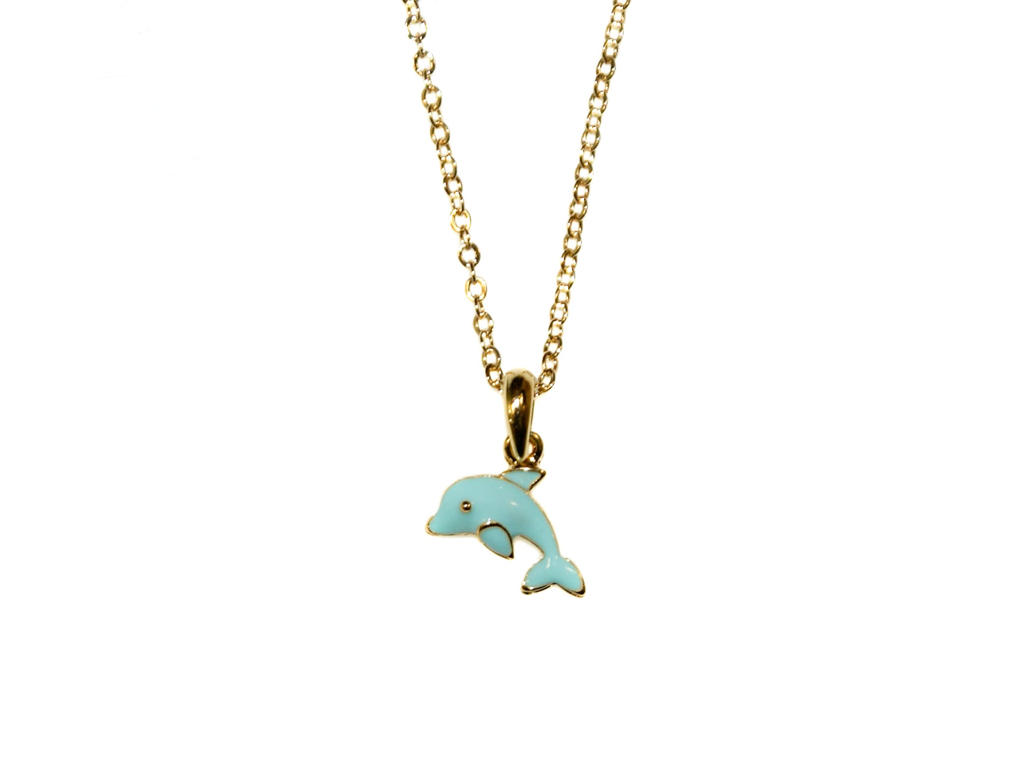 Little Dolphin Necklace Gold/Aqua