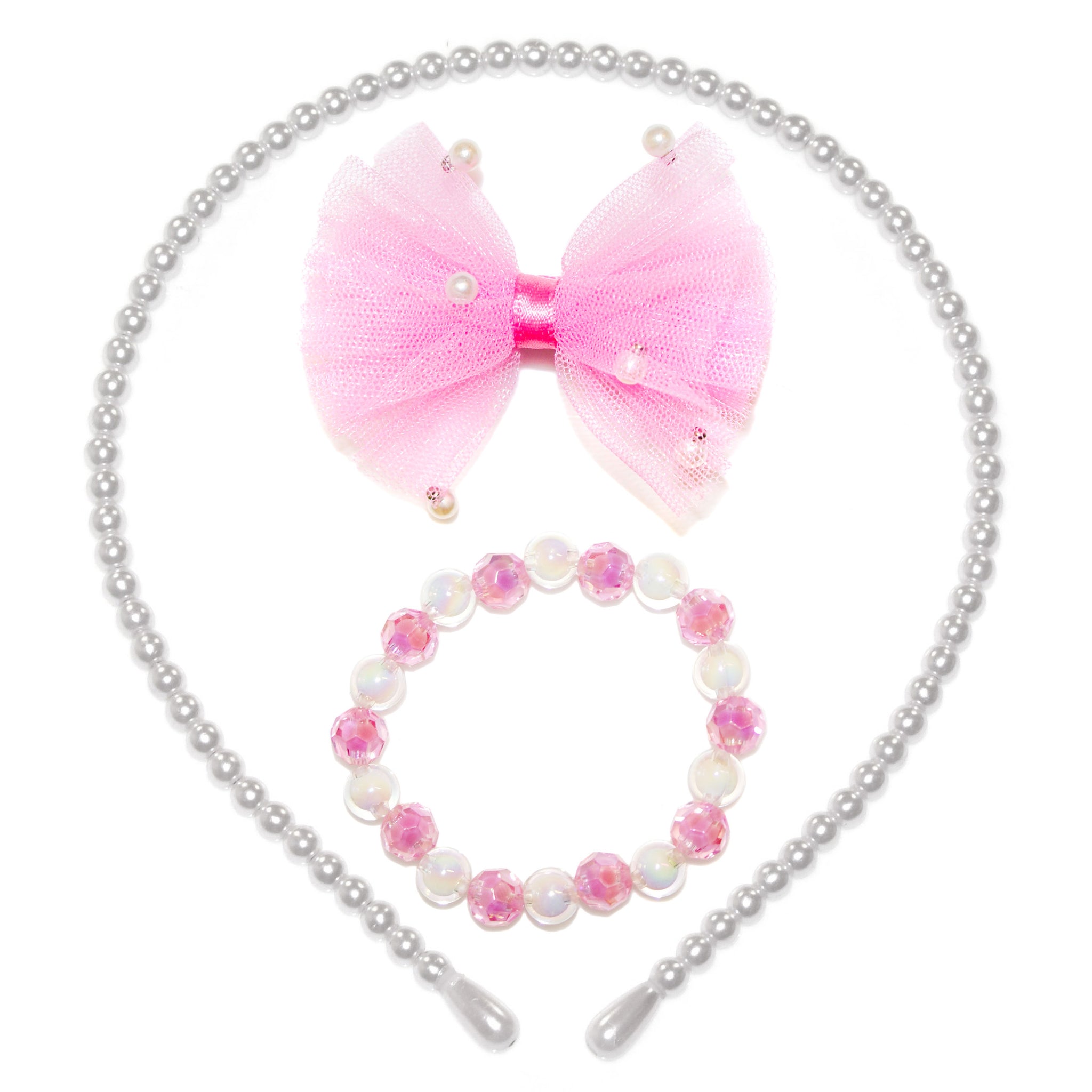 Pearls & Tulle Gift Set - Pearl/Pink