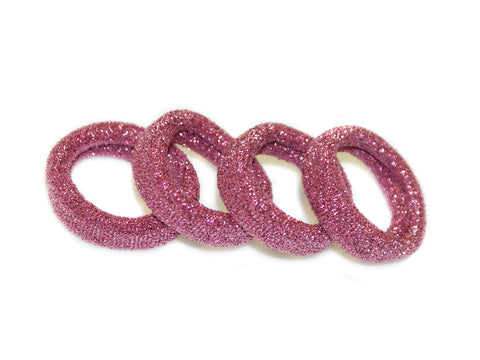 Metallic Glitter Elastics 4 Pack - Pink