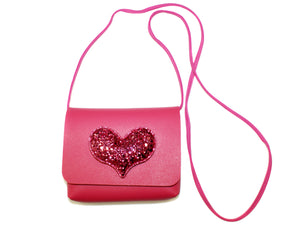 Glitter Heart Handbag - Dark Pink