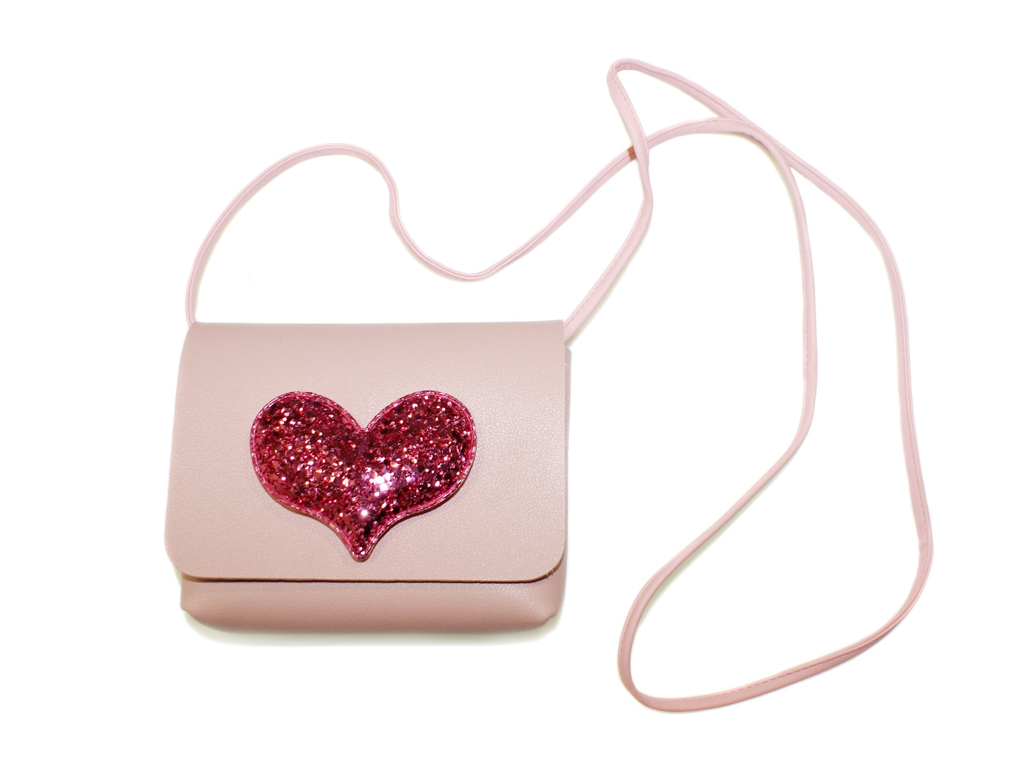 Glitter Heart Handbag - Light Pink