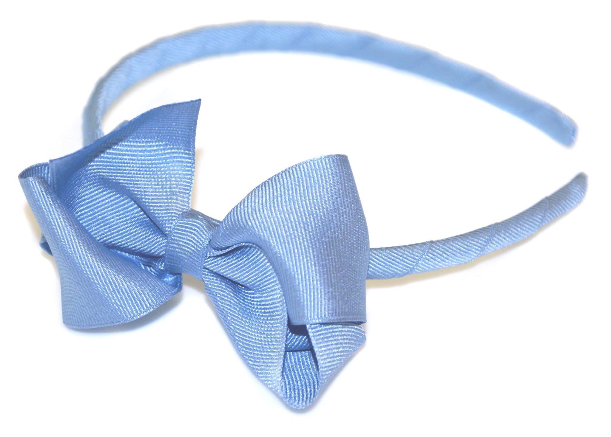 Grosgrain Turned Bow Alice Band - China Blue