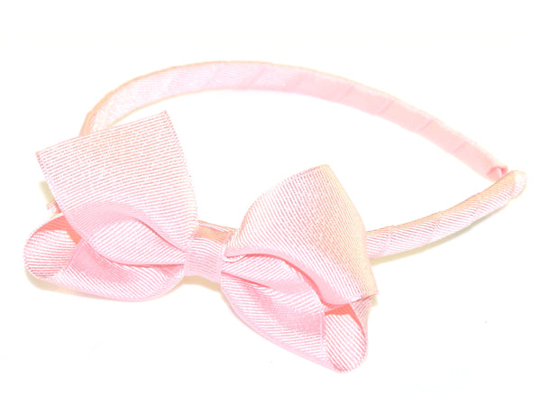 Grosgrain Turned Bow Alice Band - Light Pink