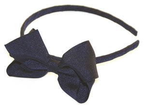 Grosgrain Turned Bow Alice Band - Navy