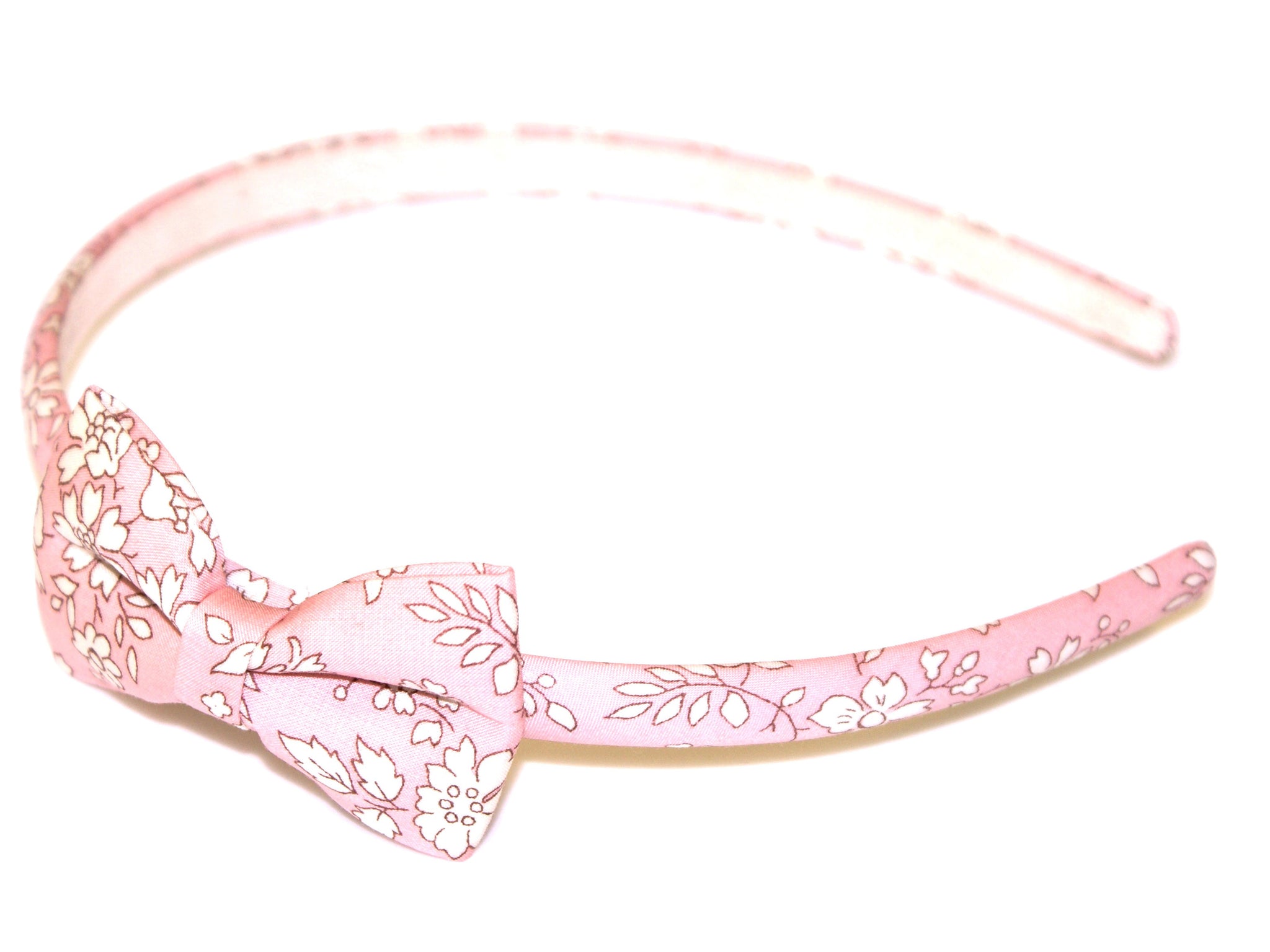 Liberty Capel Bow Suede Lined Alice Band - Soft Pink